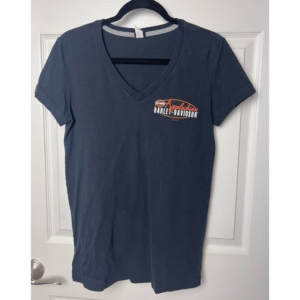 Harley Davidson Appalachian Mechanicsburg, PA Short Sleeve V-Neck Shirt Size Med